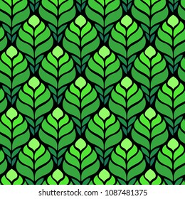 Seamless abstract pattern with colorful flowers. Vector illustration with leaves.