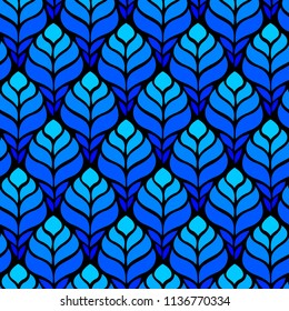 Seamless abstract pattern with colorful flowers. Vector illustration with leaves.
