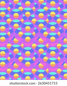 Modelo abstracto inconsútil con los círculos geométricos coloridos en estilo retro del arte pop. Perfecto para fondos, textiles, Fondos de pantalla y proyectos de diseño creativo.