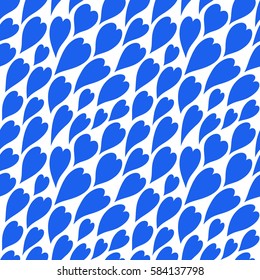 Seamless abstract pattern with colorful hearts. Vector illustration with leaves. 