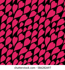 Seamless abstract pattern with colorful hearts. Vector illustration with leaves. Abstract texture. 