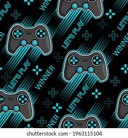 Seamless abstract pattern with colorful joystick game. Background for boys.