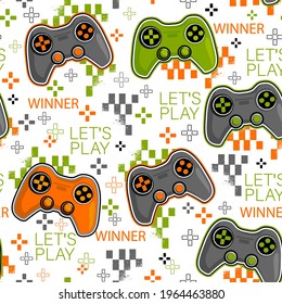 Seamless abstract pattern with colorful joystick game. Background for boys.