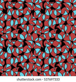 Seamless abstract pattern with colorful leaves. Vector illustration with petals.