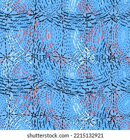 Patrón abstracto impecable con líneas coloridas. Líneas discontinuas dibujadas a mano que forman ondas superpuestas. Textura elegante con puntos. Fondo geométrico moderno a partir de líneas punteadas de negrita para textiles, tela.