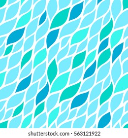 Seamless abstract pattern with colorful petals. Vector illustration with leaves. Abstract water texture. 