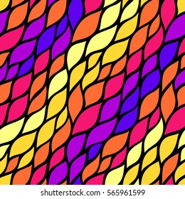 Seamless abstract pattern with colorful petals. Vector illustration with leaves. Abstract water texture. 