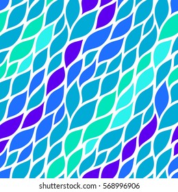 Seamless abstract pattern with colorful petals. Vector illustration with leaves. Abstract water texture. 