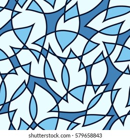 Seamless abstract pattern with colorful petals. Vector illustration with leaves. Abstract water texture. 