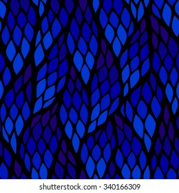 Seamless abstract pattern with colorful rhombuses. Vector illustration with leaves. Diagonal direction pattern.
