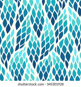 Seamless abstract pattern with colorful rhombuses. Vector illustration with leaves. 