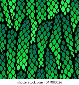 Seamless abstract pattern with colorful rhombuses. Vector illustration with leaves. Snake skin texture.