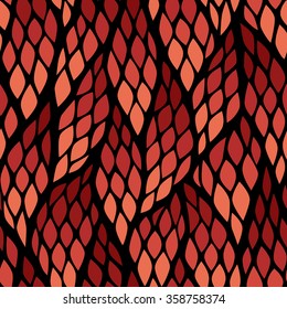 Seamless abstract pattern with colorful rhombuses. Vector illustration with leaves. Diagonal direction pattern.