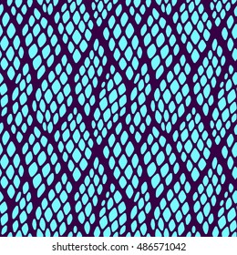 Seamless abstract pattern with colorful rhombuses. Vector illustration with leaves. Reptiles skin texture.