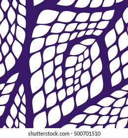 Seamless abstract pattern with colorful rhombuses. Vector illustration with leaves. Reptiles skin texture. 