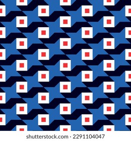 Seamless abstract pattern with colorful shapes Geometrical retro template for fabric, background, surface design, packaging Vector illustration