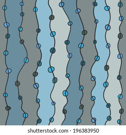 Seamless abstract pattern. Colorful waves and bubbles. Vector. 