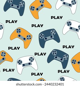 Patrón abstracto sin fisuras con siluetas coloridas juego de joystick. Antecedentes para los niños.
