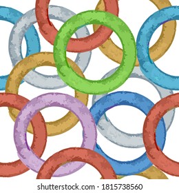 Seamless abstract pattern with colourful watercolour rings. Vector illustration