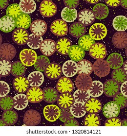 Seamless abstract pattern composed of lemon-like shapes. Easy to edit.