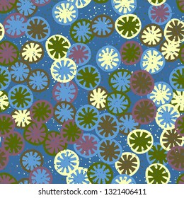 Seamless abstract pattern composed of lemon-like shapes. Easy to edit.