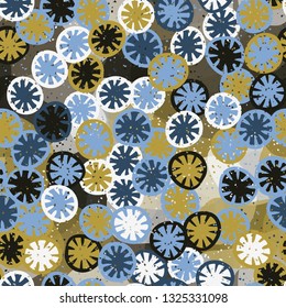 Seamless abstract pattern composed of lemon-like shapes. Easy to edit.
The background consists of large translucent spots. Editable.