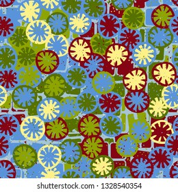 Seamless abstract pattern composed of lemon-like shapes. Easy to edit.
Background consisting of checkered blocks.
