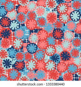 Seamless abstract pattern composed of lemon-like shapes. Easy to edit.
The background consists of checkered patches.