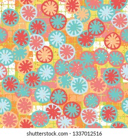 Seamless abstract pattern composed of lemon-like shapes. Easy to edit.
The background consists of checkered patches.