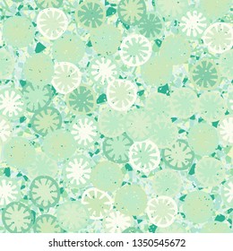 Seamless abstract pattern composed of lemon-like shapes.
The background consists of small angular spots.
Easy to edit