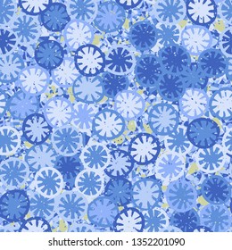 Seamless abstract pattern composed of lemon-like shapes.
The background consists of small angular spots.
Easy to edit