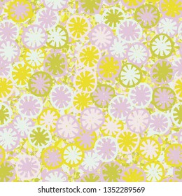 Seamless abstract pattern composed of lemon-like shapes.
The background consists of small angular spots.
Easy to edit