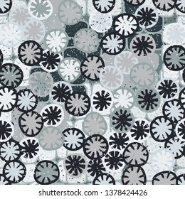 Seamless abstract pattern composed of lemon-like shapes.
The background consists of symbolic stone blocks.
Easy to edit