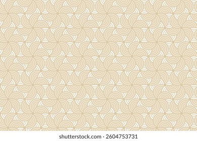 Seamless abstract pattern with concentric semi-circles and symmetrical elements. Ideal for textiles, wallpapers, digital prints, wrapping papers, and decorative surface designs.