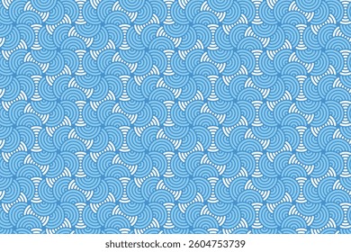 Seamless abstract pattern with concentric semi-circles and symmetrical elements. Ideal for textiles, wallpapers, digital prints, wrapping papers, and decorative surface designs.