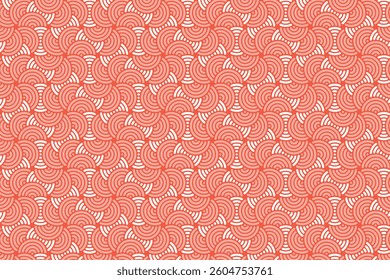 Seamless abstract pattern with concentric semi-circles and symmetrical elements. Ideal for textiles, wallpapers, digital prints, wrapping papers, and decorative surface designs.
