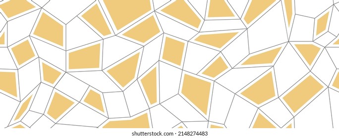 Seamless abstract pattern of connecting lines with orange figures inserts. Illustration for texture, textiles, banners, simple backgrounds and creative design