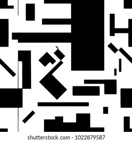 Seamless abstract pattern consisting of chaotically scattered geometric elements. Vector Suprematism illustration.