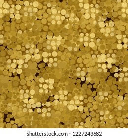 Seamless abstract pattern consisting of discs of gold shades.