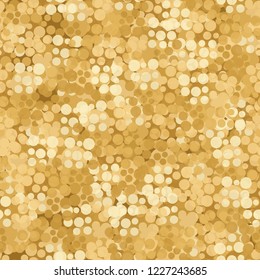 Seamless abstract pattern consisting of discs of gold shades.