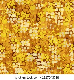 Seamless abstract pattern consisting of discs of gold shades.