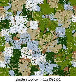 Seamless abstract pattern consisting of square blots.
The background consists of smooth curved spots. Editable.