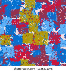 Seamless abstract pattern consisting of square blots.
Background consisting of abstract multicolor shapes.