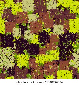 Seamless abstract pattern consisting of square blots.
The background consists of five-pointed figures.