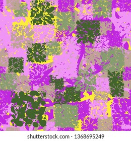 Seamless abstract pattern consisting of square blots.
The background consists of tangled tangles.