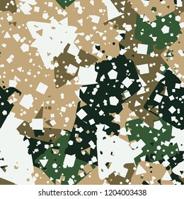 Seamless abstract pattern consisting of triangles, squares and pentagons.