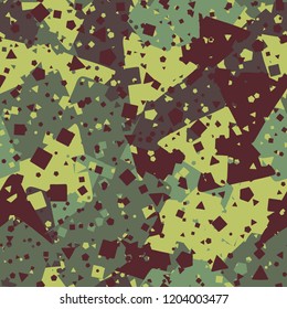 Seamless abstract pattern consisting of triangles, squares and pentagons.