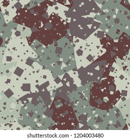 Seamless abstract pattern consisting of triangles, squares and pentagons.