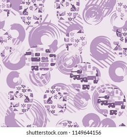 Seamless abstract pattern consisting of various elements. Against the background of the rings.