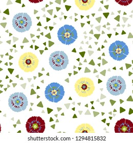 Seamless abstract pattern containing images of carnations. Easy to edit.